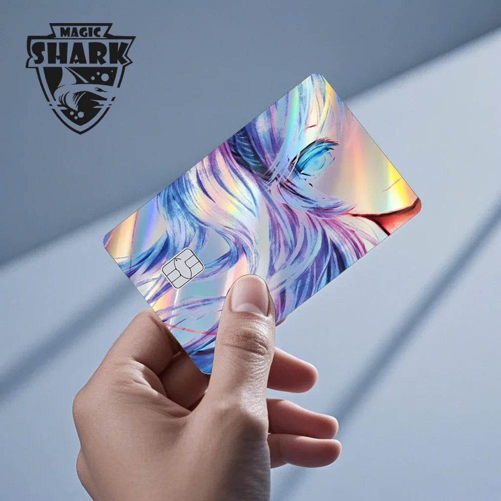 Maigc Shark Gold Dollar Money Cartoon Meme Reflective Sticker Film Cover for Debit Bank Credit Card Small Large Chip