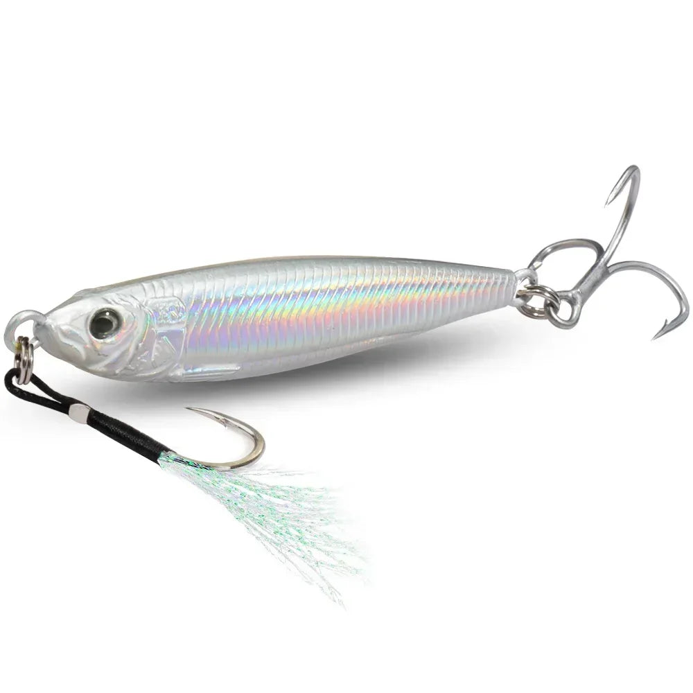 Metal Jig Bait 20g 30g 40g Spinner Sinking 3D Eye Color Laser Spinning Gear Luring Cast Fishing Tackle Blade Hook Pesca VIB Lure