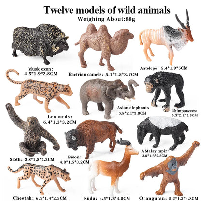 Oenux Small Farm Wild Animal Model Lion Tiger Sheep Pig Dog Action Figures PVC Lovely Miniature Playset Education Kid Toys Gift