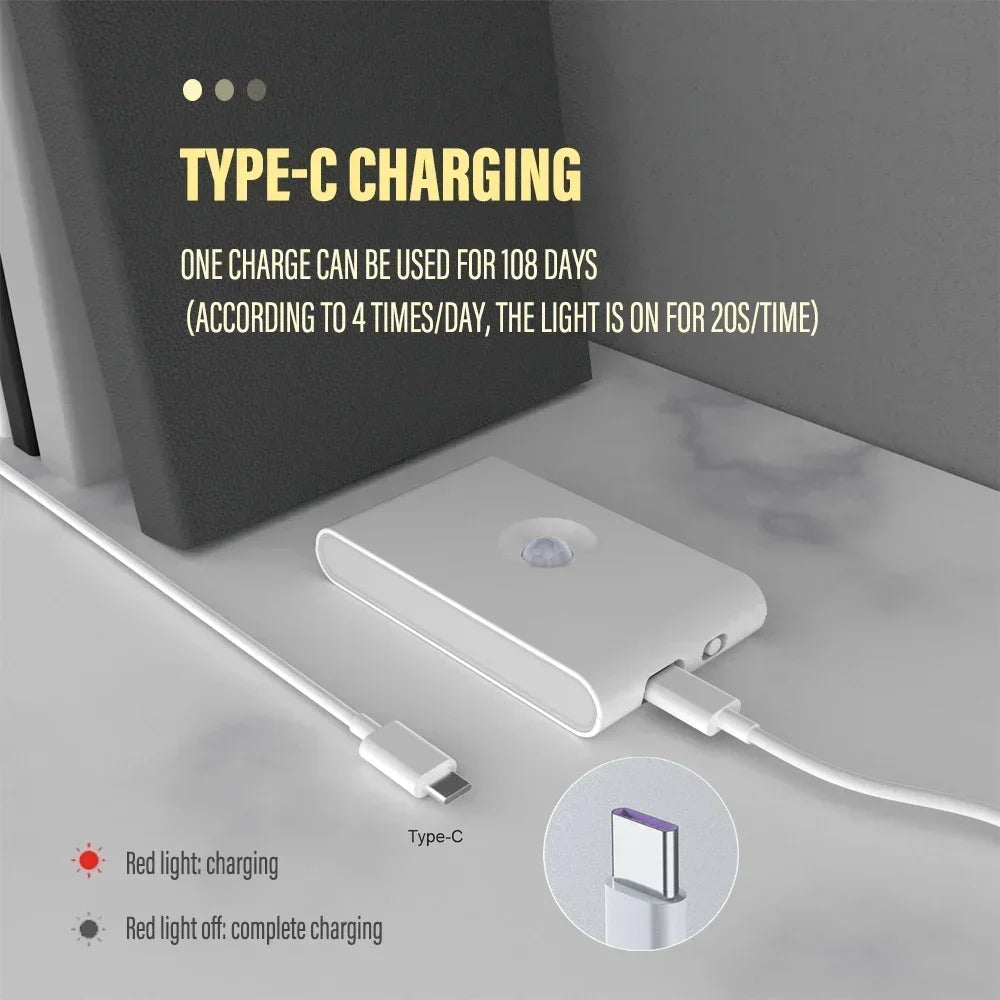 Mini LED Intelligent Sensor Night Light Wireless USB Rechargeable Motion Sensor Wall Light for Bedroom Corridor Cabinet Lighting