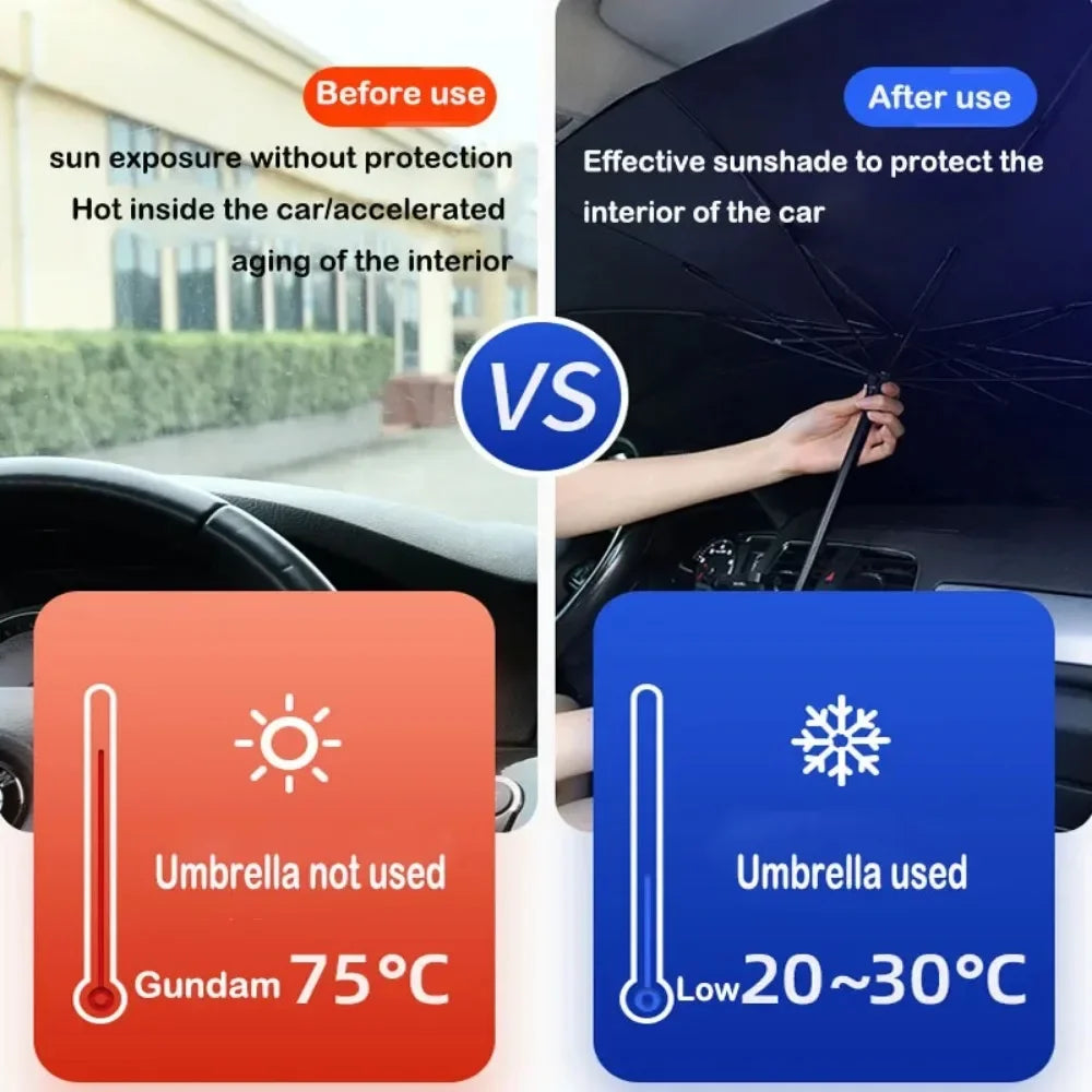 Car Sunshade Umbrella For Auto Shading Car Sun Shade Protector Parasol Summer Sun Interior Windshield Protection Curtain
