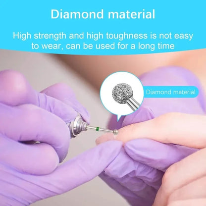 5PCS Diamond Nail Drill Bit Set of Milling Cutters for Manicure Diamond Bit Cuticle Remove Nail Bits for Electric Drill Machine
