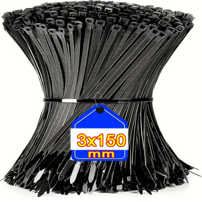 1000/100Pcs Plastic Nylon Cable Ties Self-locking Cord Ties Straps Adjustable Cables Fastening Loop Home Office Wire Zip Ties
