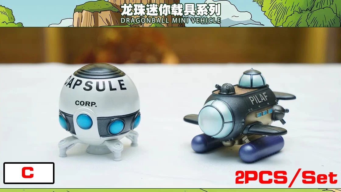 2pcs/set 10cm Anime Dragon Ball Z Capsule Spaceship Vegeta Goku space pod Figure PVC Goku Collectible Model Toys Gifts