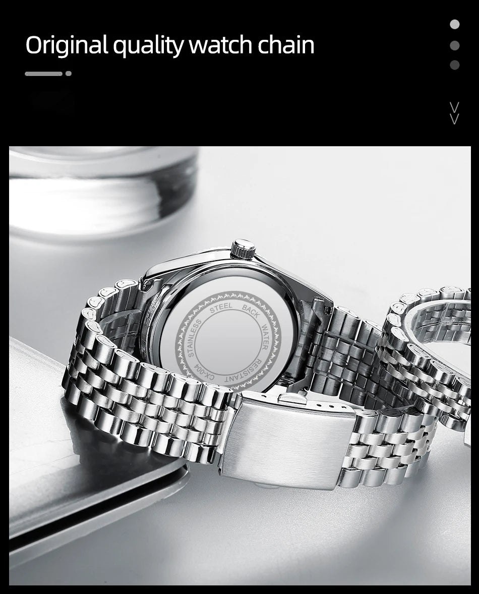 CHENXI 004D Men Quartz Watches Luxury Stainless Steel Waterproof Luminous Date Casual Wristwatch for Male