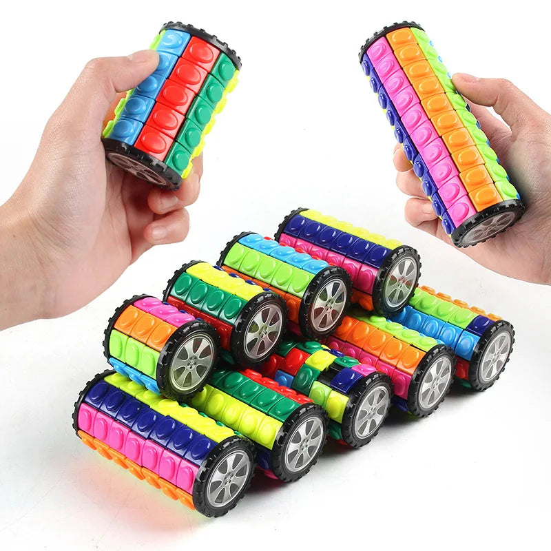 Creative 3D Rotating Slid Cube Puzzle Color Tower Decompression Novel Cube Child Puzzle Toy Parent-child Montessori Prop Gift