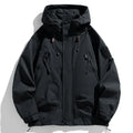 Windbreakers Men Hooded Jacket Zipper Coat Cargo Waterproof Black Bomber Camping Loose Thin Softshell Hooded Hiking Jacket