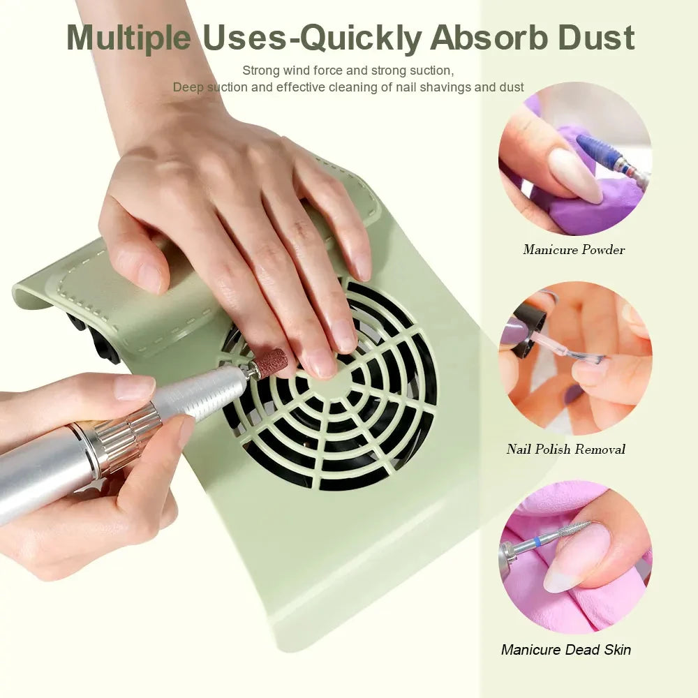 Professional Nail Dust Collector Vacuum - Low Noise Manicure Dust Extractor with Strong Suction Fan for Nail Salon & Home Use