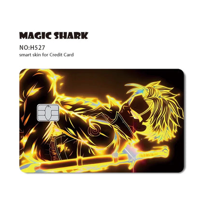 Magic Shark Anime Goku Vegeta Trunks Laser Holographic Shinny Skin Cover Sticker Film for Debit Credit Card