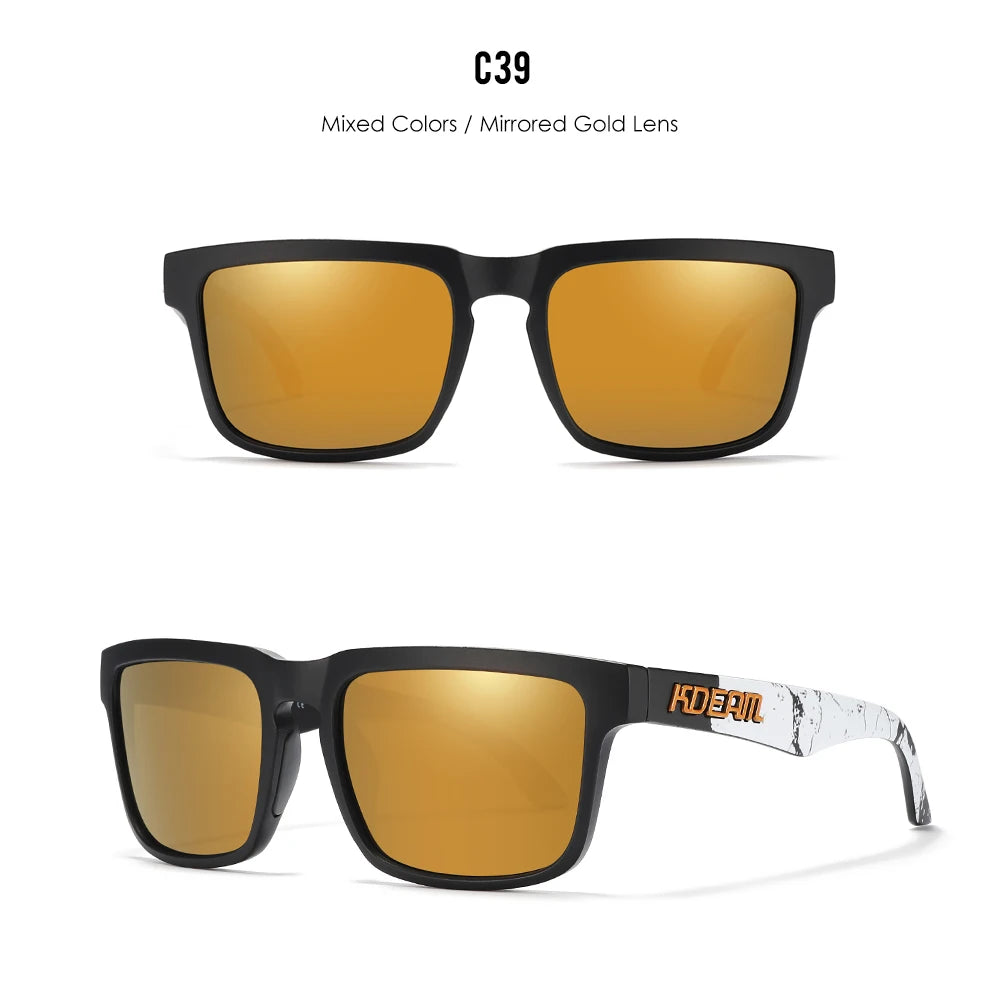 KDEAM Men's Polarized Sunglasses Square Casual Outdoors Sun Glasses Women Unisex Sunglass For Couple With Zipper Case
