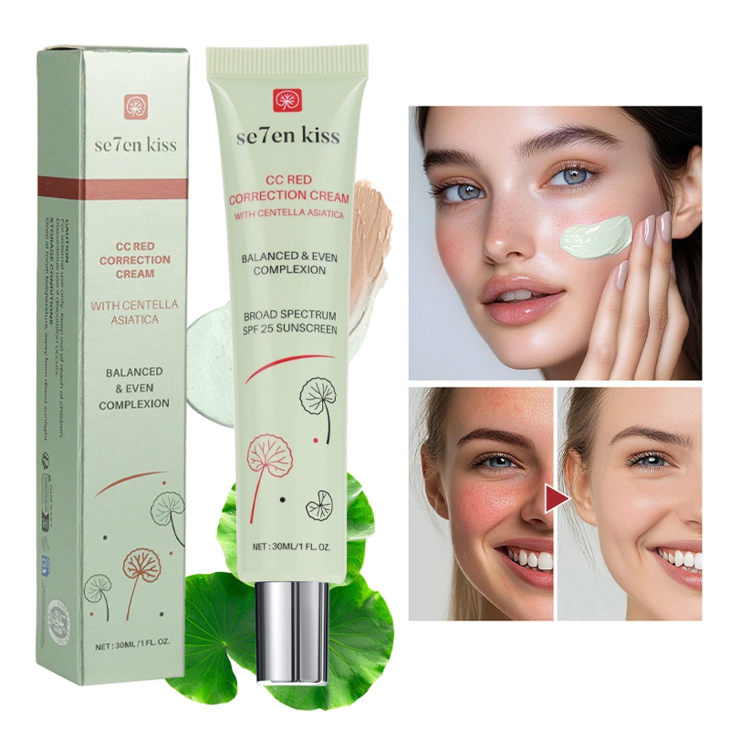 Centella Asiatica Brightening Concealer CC Cream Sunscreen Facial Pore Concealer Even Skin Tone Moisturizing Primer