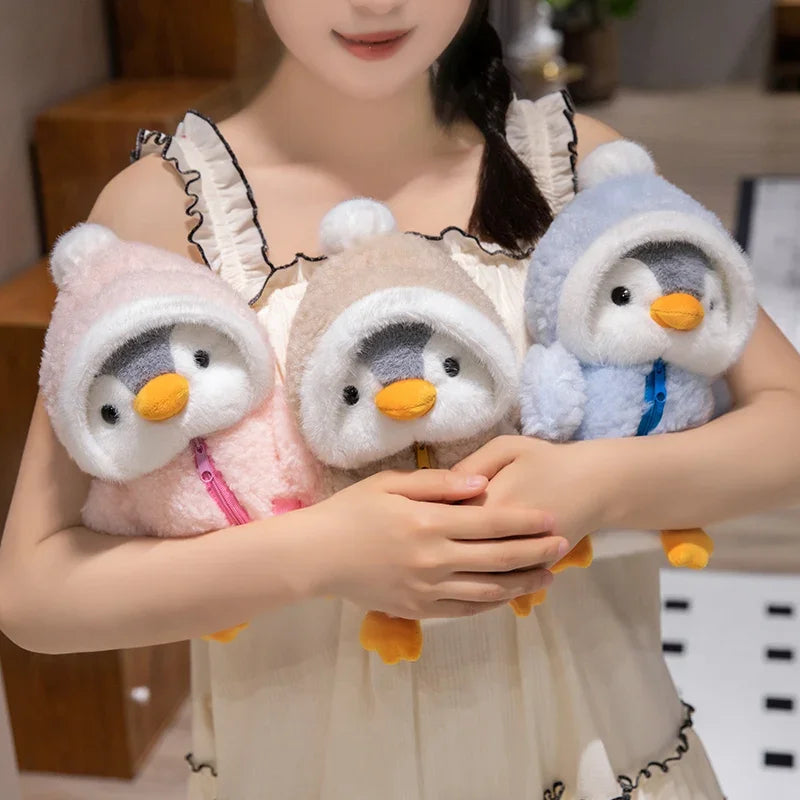 New Cute Penguin Plush Toy Baby Comforting Sleep Doll Fluffy Penguin Wearing Clothes Hats Stuffed Animal Pillow Birthday Gifts