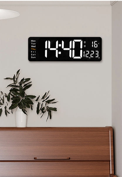 Large Digital Wall Clock Remote Control Temp Date Week Display Power Off Memory Table Clock Wall-mounted Dual Alarms LED Clocks
