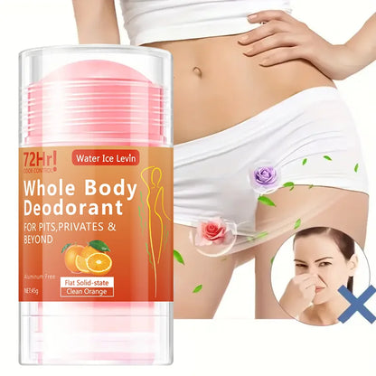 Full-Body Deodorant Stick, 45g - Aluminum-Free, Long-Lasting Freshness, Gentle Moisturizing with Orange Extract, Suitable for Both Men and Women, Portable for Daily Use and Travel