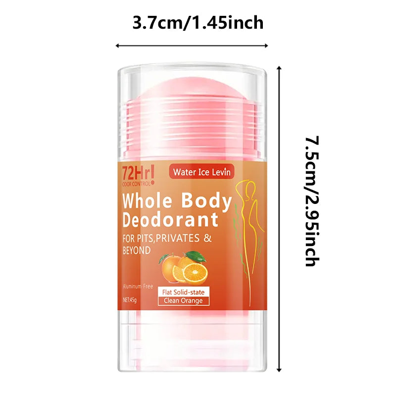 Full-Body Deodorant Stick, 45g - Aluminum-Free, Long-Lasting Freshness, Gentle Moisturizing with Orange Extract, Suitable for Both Men and Women, Portable for Daily Use and Travel