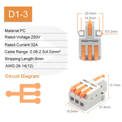 5PCS Fast Wire Connector Push-in Electrical Terminal Block Universal Splicing Wiring Cable Connectors For Cable Connection SPL ﻿