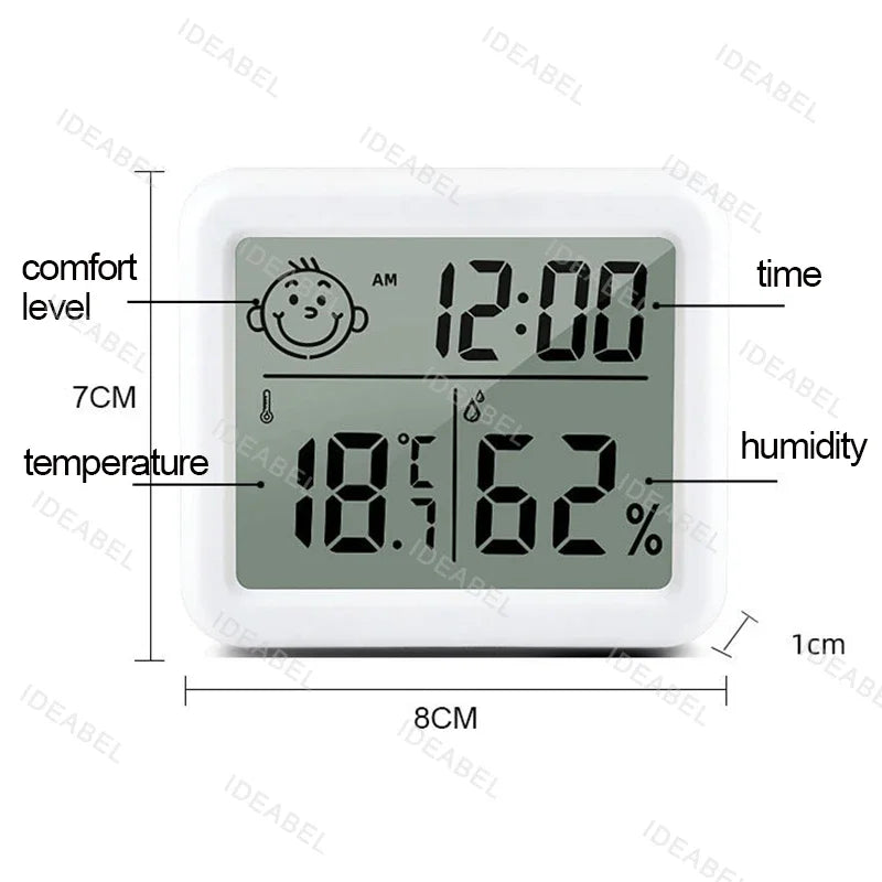 Multifunction Thermometer Hygrometer Automatic Electronic Temperature Humidity Monitor Clock 3.2inch Large LCD Screen