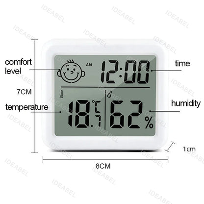 Multifunction Thermometer Hygrometer Automatic Electronic Temperature Humidity Monitor Clock 3.2inch Large LCD Screen