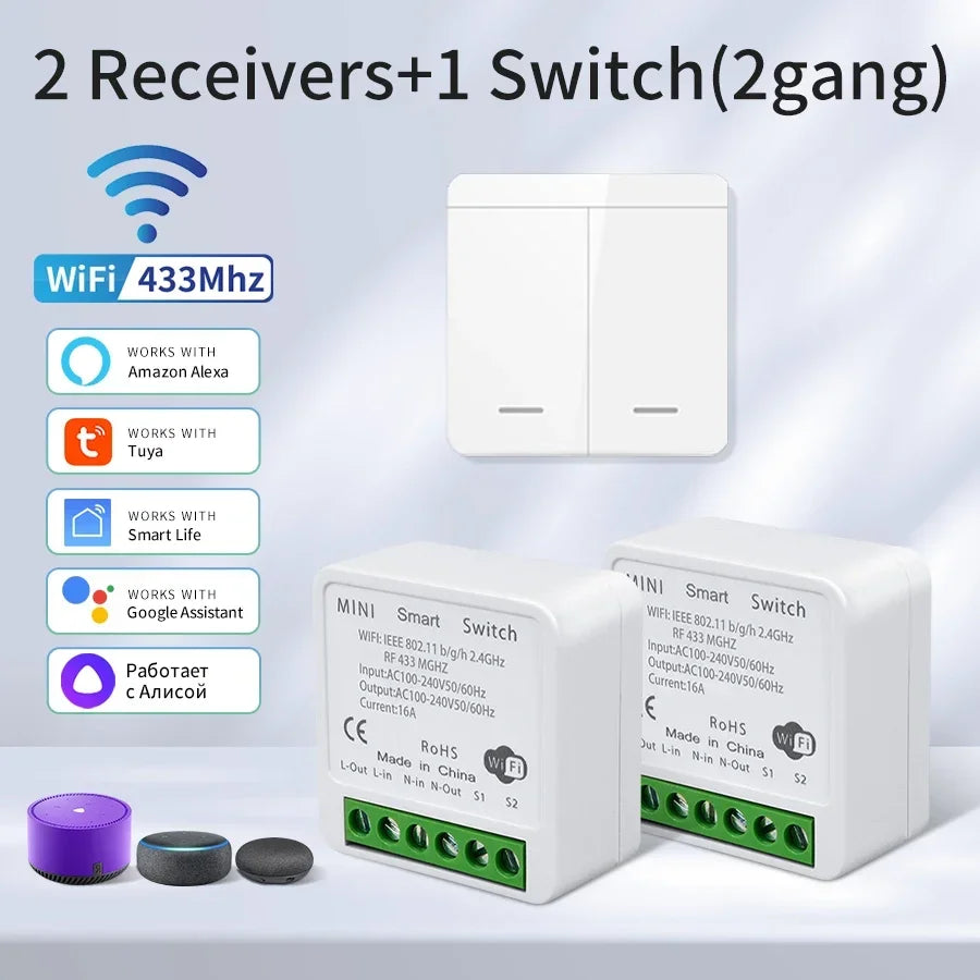 Tuya Smart WiFi Switch For Lighting RF 433MHz Wireless Switch Smart Life APP Voice Control Work With Alice Alexa Google Home