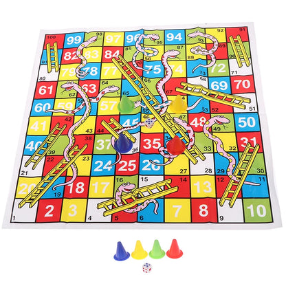 1Set Snake Ladder Educational Kids Children Toys Interesting Board Game Set Portable Flying Chess Board Family Board Game