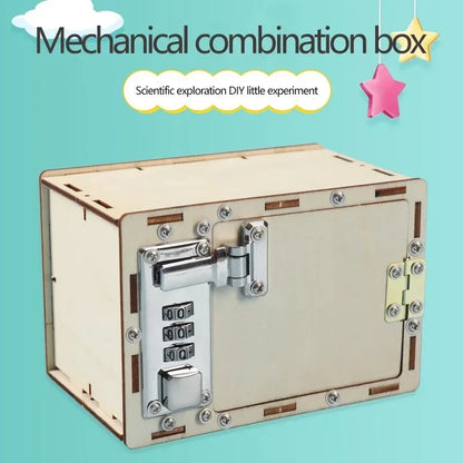 DIY Wooden Password Box for Kids Assembling Manual Machine Code Box Mechanical Lockbox Science Experimental Money Financial Toys