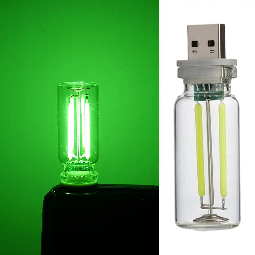 Car USB Night Light Touch Control Dimmable LED Filament Lamp USB Plug and Play Decorative Atmosphere Light for Car Bedroom
