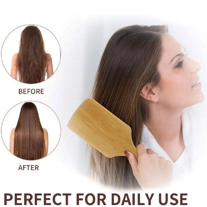 Bamboo Hair Brush,Natural Wooden Bamboo Comb Paddle Detangling Hair Brush Wide-tooth And Tail Comb For Thick/Thin/Curly/Dry Hair
