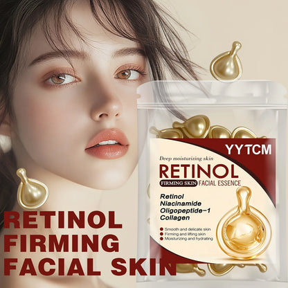 Retinol Firming Facial Moisturizing Essence Capsules, Retinol Facial Essence, Contains Hydrolyzed Collagen, Niacinamide, Deep Moisturizing (0.5Gx30 Capsules)/Bag-1 Bag