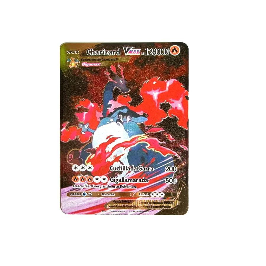 Cartão de metal pokémon 10000 pontos arceus charizard raichu super cartão dourado inglês mewtwo vmax gx ex presente de natal