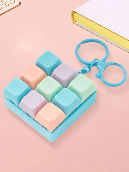 9 Keys Keyboard Fidget Keychain Antistress Keyboard Button Fingertip Key Cap Pendant Stress Relief Toys for Children Adults Gift
