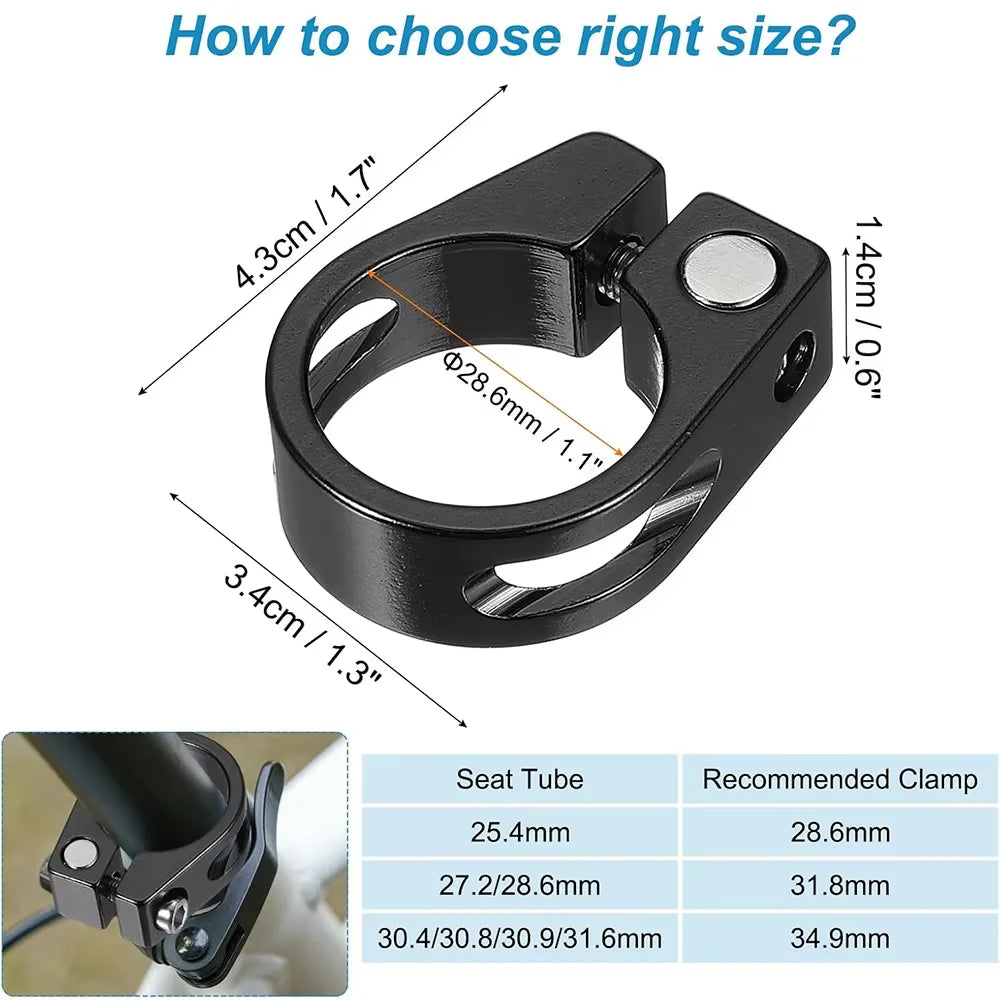Cycles Bike Tube Clip Saddle Fixed Bicycle Accessories Aluminum Alloy 28.6/31.8/34.9mm Bike Parts Seatposts Clamp