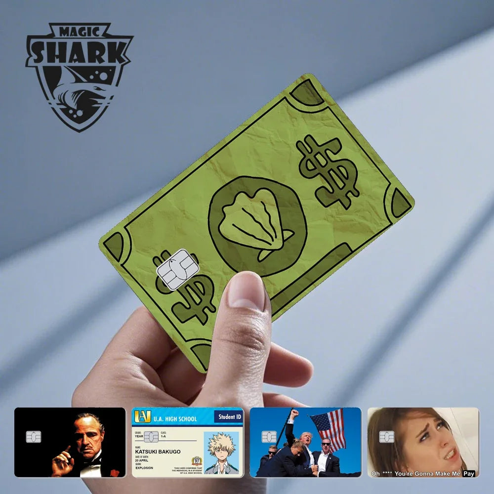 100% New Arrival Conch Money Bow Anime Speend or Save Meme Credit Card Film Debit Card Sticker Skin