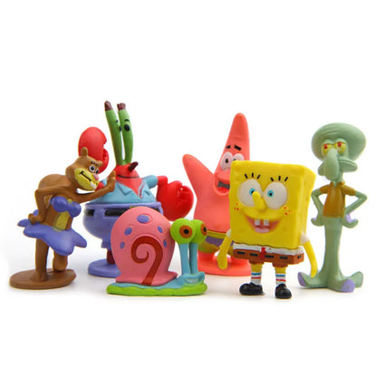 Spongebob Anime Figure Patrick Star Octopus Brother Handmade Model Cartoon Toys for Kids Ornaments 6PCS/8PCS Set Cake Decoration