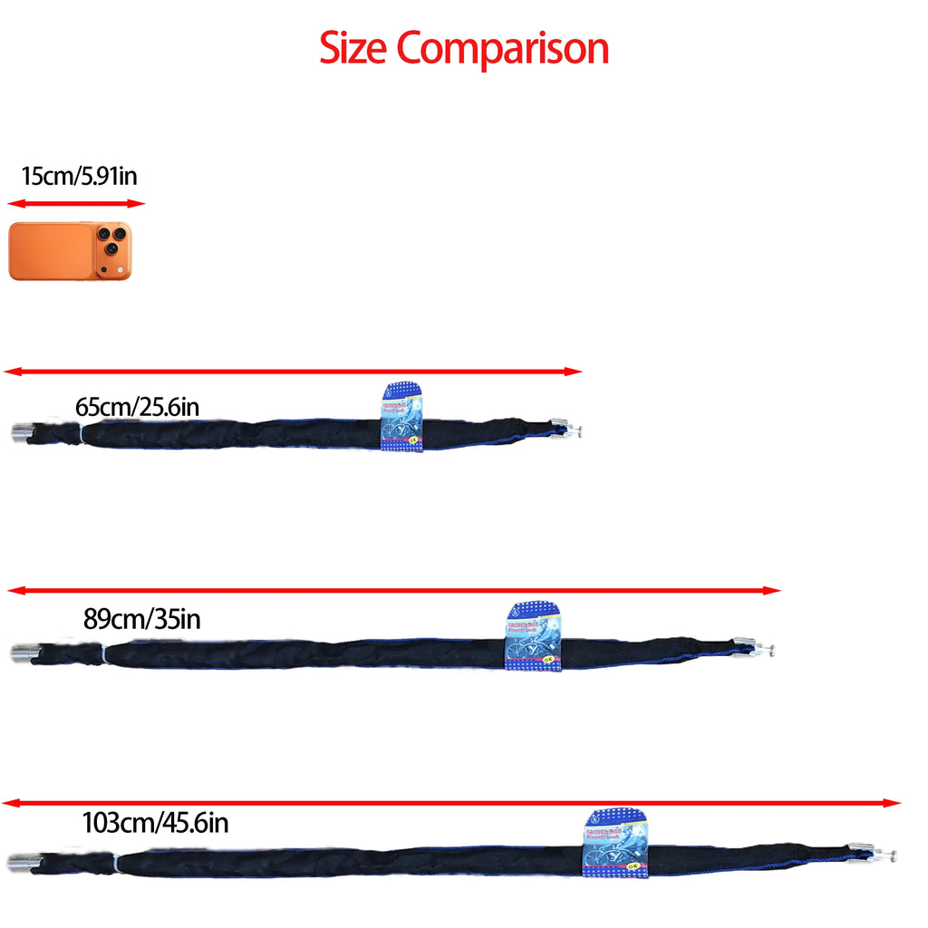 XUNTING Heavy Duty Bike Chain Lock Anti-Theft Steel Chain with Nylon Sleeve 360° Rotating Lock for Bicycle E-Bike Motorcycle
