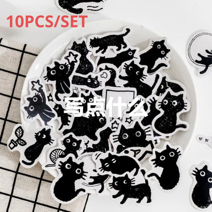 45Stickers / Box Kitten Notebook Boxed Stickers Cartoon Cute Decorative Photo Album Diy Stickers Growth Manual