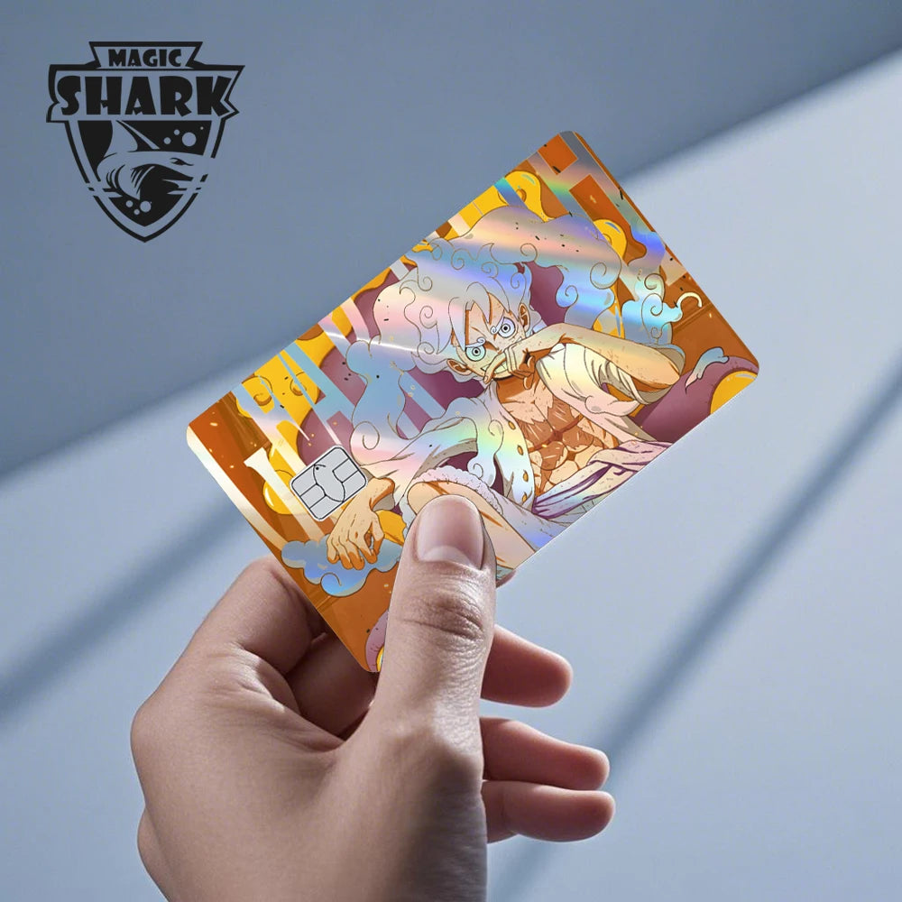Magic Shark Luffy Zorro Ace Skull Anume Holographic Shinny Laser Sticker Film Skin for Credit Debit Card