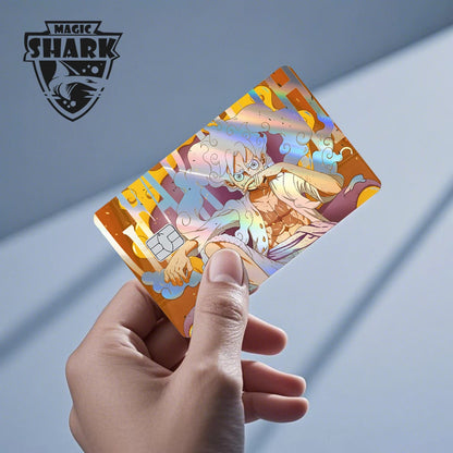 Magic Shark Luffy Zorro Ace Skull Anume Holographic Shinny Laser Sticker Film Skin for Credit Debit Card