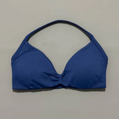 HISTELLO Strappy Bra Women Seamless Gym Underwear High Support Halter Sexy Sports Pilates Clothing Push-up Yoga Workout Tank Top