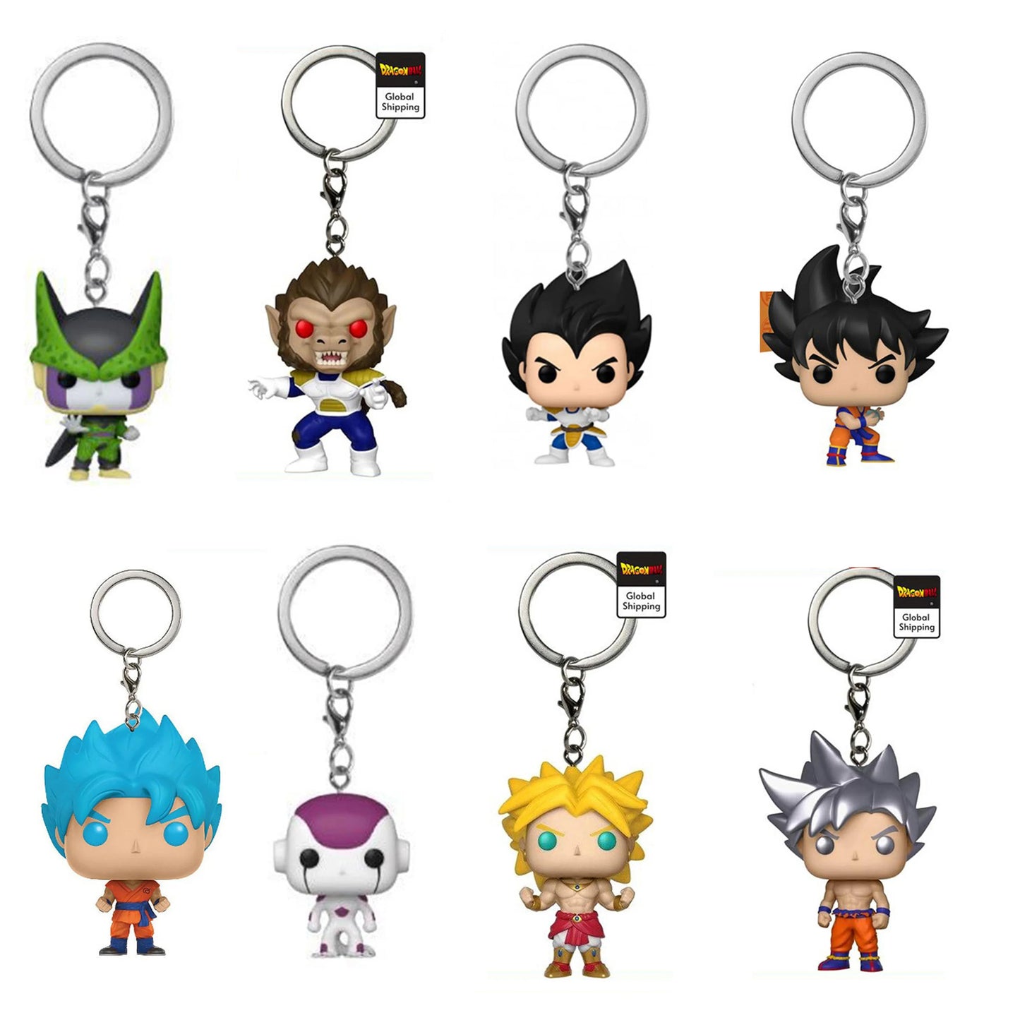 Pocket Japanese Anime Dragon Ball Z Goku Vegeta Broly Figure Model Keychain Cell Frieza