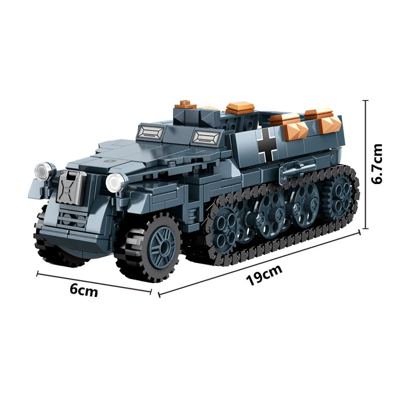 World War 2 WW2 Army Military Soldiers Armor Halftrack Main Station Tank Building Blocks Bricks Model DIY Assembly Toys For Kids