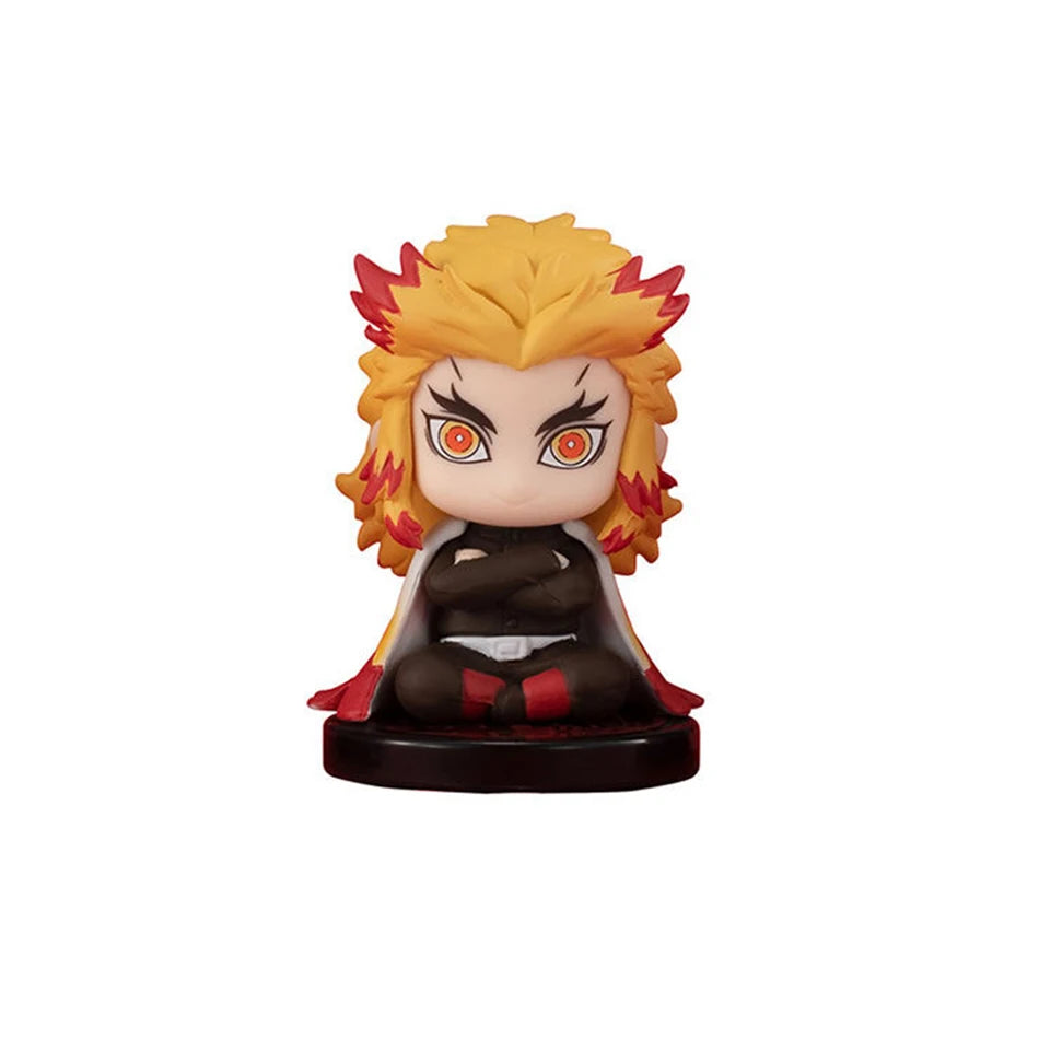 5-15pcs Q Version Demon Slayer Sitting Ghost Doll Tanjiro Nidouzi Inosuke Zenizu  Toy  Figural PVC Model Gift
