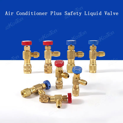 Liquid Safety Valve R410A R22 Air Conditioning Refrigerant 1/4" Safety Adapter Air Conditioning Repair And Fluoride Safety Valve
