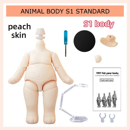 NEW YMY Doll Cat Hand Animal Body Fat Body with Tail Ob11 Body Joint for Gsc Head,1/12bjd,Obitsu 11 Boy Girl Toy Accessories