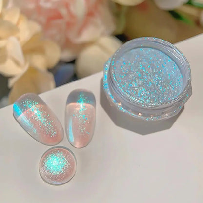 Pearl Effect Nail Powders Mirror Aurora Chrome Mermaid Nails Art Powder Rainbow AB Magic Mirror Pearl Shell Powder Supplies