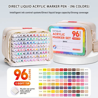 Languo 9pcs/box Soft Brush Acrylic Marker Pen Set，DIY Hand Drawn,Paint Art Markers pens,Student Graffiti Acrylic Paint Pens,M720