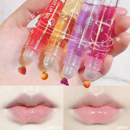 6 Colors Roll-on Fruit Essence Lip Balm LIP Gloss Fruity Lip Oil Gloss Moisturizing Lip Balm Transparent Lip Oil Mirror Randomly