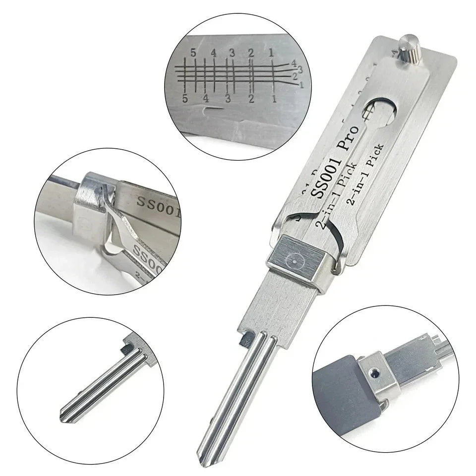 2-in-1 Stainless Steel Master Key Decoder Master Key Decoder S001 PRO for Access Doors and Various Shapes Lock Picks Kits