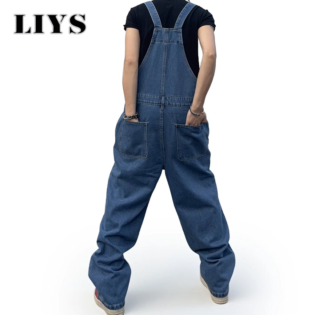 Men's Washed Relaxed Denim Overalls