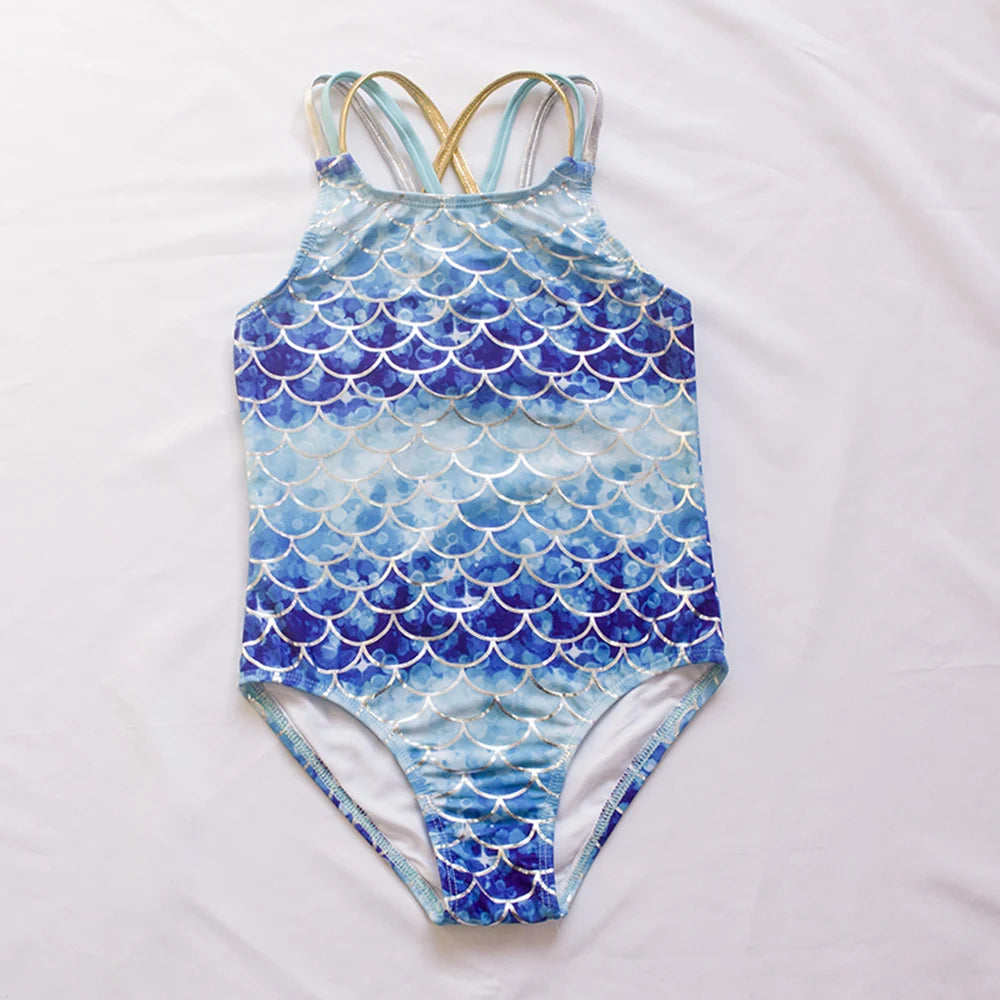 Fishscale Bandage Girls Kids Swimsuit 2026 Shell Shape Embroidery Children Girls One Piece Swimwear Beach Wear Monokini