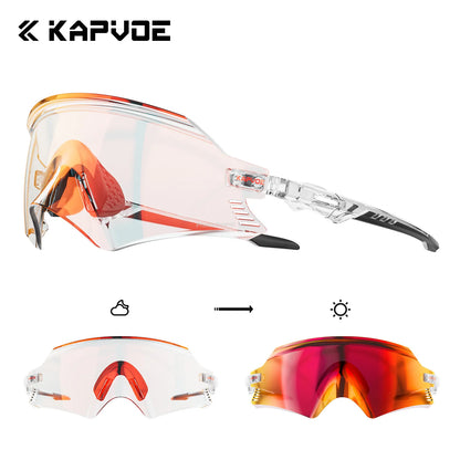 KAPVOE Photochromic Cycling Sunglasses Men Road Driving Bike Glasses Outdoor Sports Hiking Women Bicycle Cycling UV400 Goggles